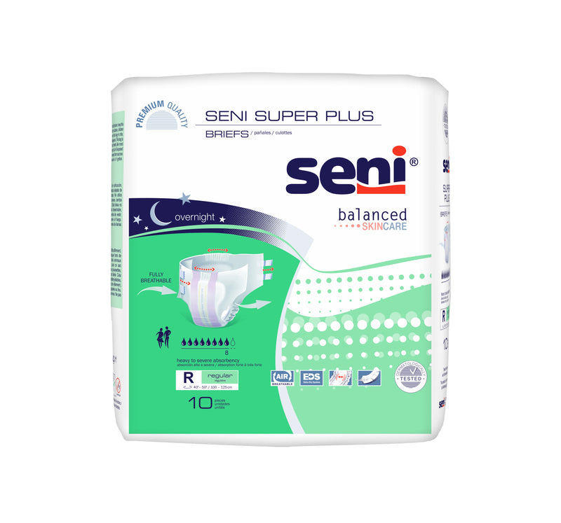 Seni Super Plus Heavy to Severe Absorbency Brief, Regular - S-RE10-BP1; PACK OF 10