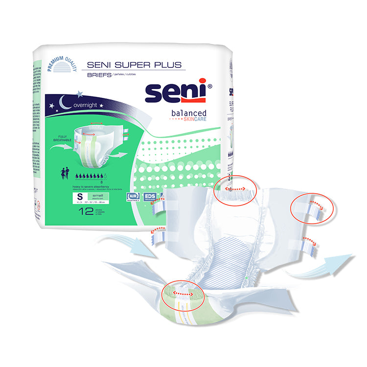 Seni Super Plus Heavy to Severe Absorbency Brief, Small - S-SM12-BP1; PACK OF 12