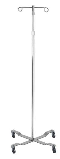 Drive Medical IV Pole 2-Hook 4-Leg Chrome Plated Steel with Weights, 13033 - EACH