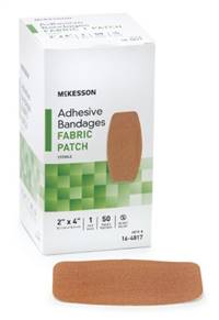 Adhesive Strip, McKesson, 2 X 4 Inch Fabric Rectangle Tan Sterile, 16-4817 - Case of 1200