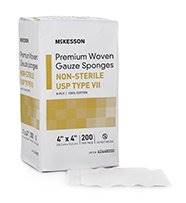McKesson USP Type VII Gauze Sponge Cotton 8-Ply 4 X 4 Inch Square , 42448000 - Pack of 200