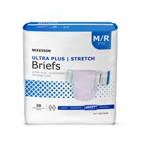 Adult Brief, McKesson Ultra Plus, Stretch Tab Closure Medium Disposable Heavy Absorbency, BRSTRMR - Case of 80