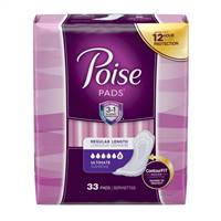 Poise Bladder Control Pad 3-1/2 X 16 Inch Heavy Absorbency Absorb-Loc Regular Female Disposable, 33592 - Pack of 33