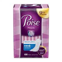 Poise Bladder Control Pad 10.9 Inch Length Moderate Absorbency Absorb-Loc Regular Female Disposable, 33558 - Pack of 66