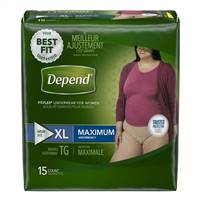 Depend FIT-FLEX Adult Underwear Pull On X-Large Disposable Heavy Absorbency, 43586 - Pack of 15