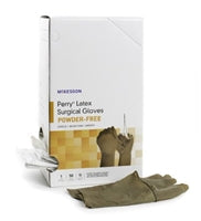 McKesson Perry Surgical Glove Size 7 Sterile Latex Standard Cuff Length Smooth Brown Not Chemo Approved, 20-1370N - BOX OF 100