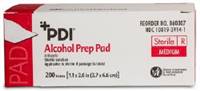 PDI Alcohol Prep Pad Isopropyl Alcohol, 70% Individual Packet 2 X Inch Sterile, B60307 - BOX OF 200