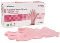 McKesson Pink Nitrile Exam Glove Small Nitrile Standard Cuff Length Textured Fingertips Pink , 14-6NPNK2 - Box of 250