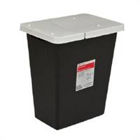 RCRA Waste Container, SharpSafety 26 H X 12-3/4 D X 18-1/4 W Inch 18 Gallon Black Base / White Lid Vertical Entry Hinged Lid, 8617RC - EACH
