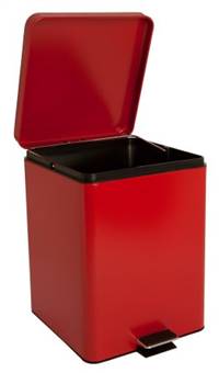 Trash Can with Plastic Liner, McKesson, 20 Quart Square Red Steel Step On, 81-35270 - EACH