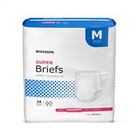McKesson Adult Brief Refastenable Tabs Medium Disposable Moderate Absorbency, BR30643 - Pack of 16