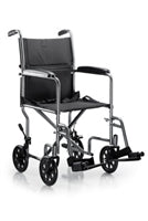 Lightweight Transport Chair, McKesson, Steel Frame with Silver Vein Finish 250 lbs. Weight Capacity Fixed Height / Padded Arm Black, 146-TR39E-SV - EACH
