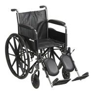 18" Wheelchair, Steel Frame, Black, Fixed Arm, Swing Away Elevating Leg Rest, 300 Lb. Capacity