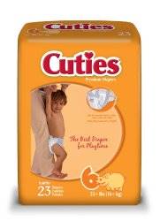 Cuties Baby Diaper Tab Closure Size 6 Disposable Heavy Absorbency, CR6001 - Pack of 23