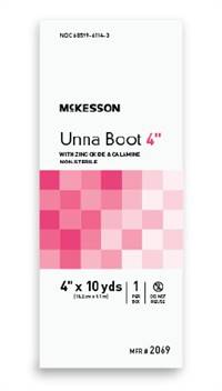 Unna Boot, McKesson, 4 Inch X 10 Yard Cotton Cotton Zinc Oxide, Calamine NonSterile, 2069 - EACH